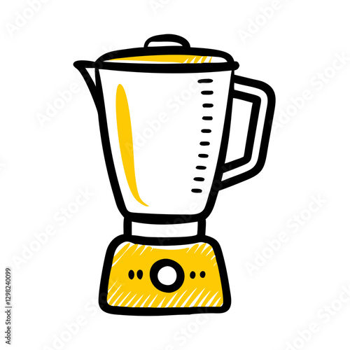 Vector icon representation of a blender jar designed with a minimalist style and bright colors for modern kitchen applications