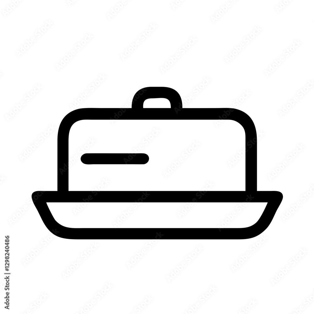 Simple vector icon of a butter dish designed for modern kitchens and culinary presentations in minimalistic style Simple vector icon of a butter dish designed for modern kitchens and culinary presentations in minimalistic style