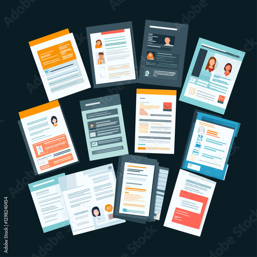 Job Applications and Resumes Illustration for Career and Recruitment