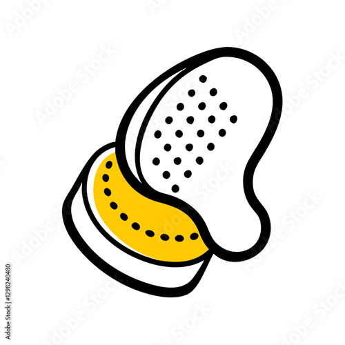 Beauty sponge icon illustration showing a vibrant yellow and black design perfect for cosmetic use and makeup application