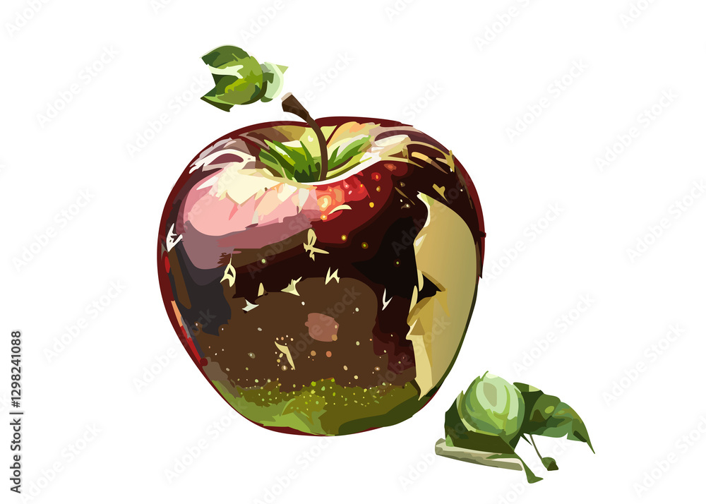 美味しそうな赤い林檎 りんごのイラスト 1個