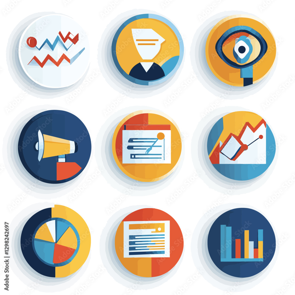 Business Analysis Icons Set, Data, Charts, Growth, Statistics, Reporting Business Analysis Icons Set, Data, Charts, Growth, Statistics, Reporting