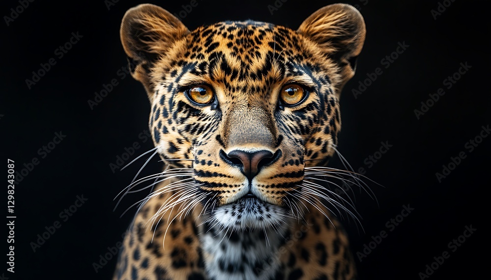 Fototapeta premium Leopard portrait, night, wild, intense gaze