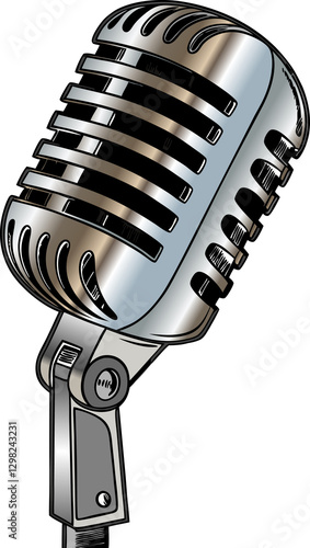 retro microphone on white background