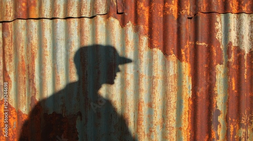 rusty corrugated metal shadow photo