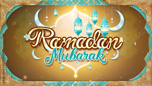 Arabic Ornamental Patterned Background of Islamic Mosque, Design Greeting Card for Ramadan Kareem