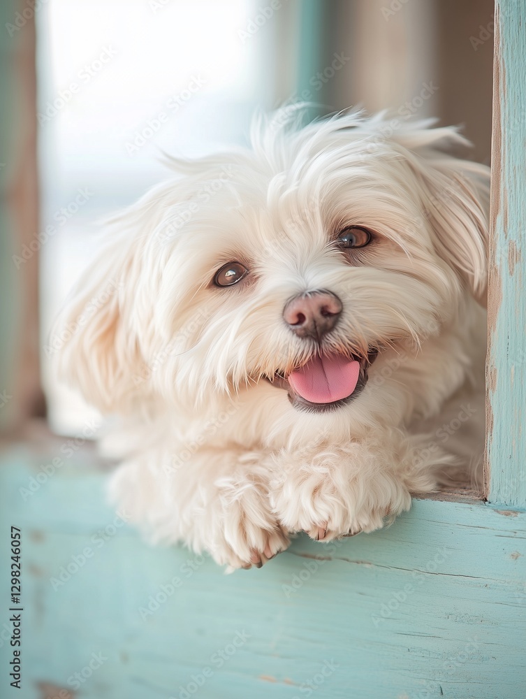 Portrait of Poodle puppy dog sit and smile cheerful Portrait of Poodle puppy dog sit and smile cheerful