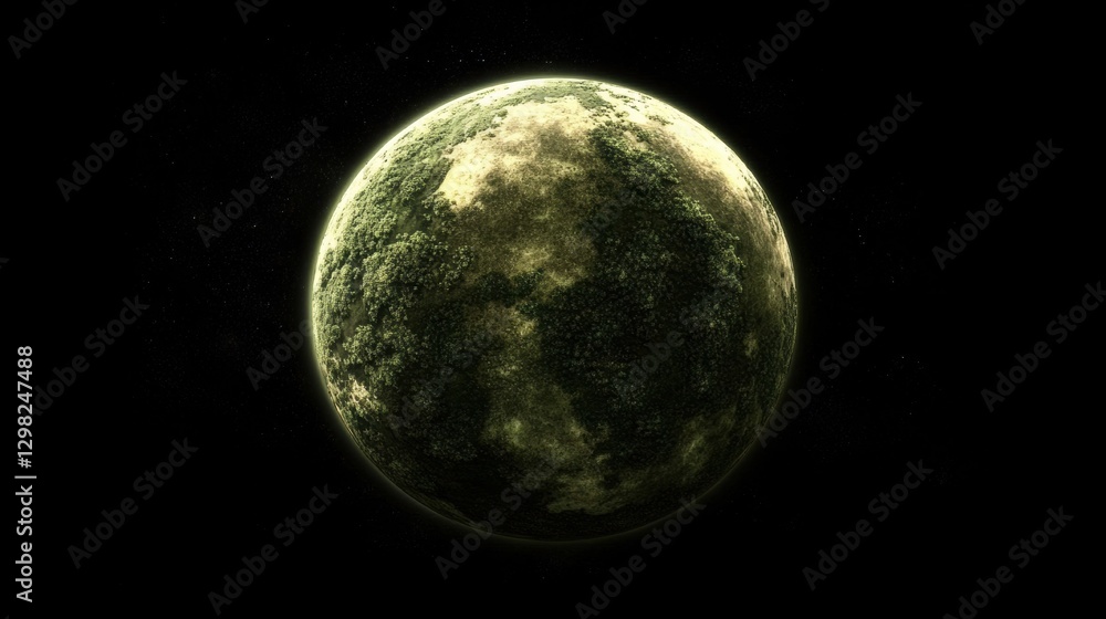 Obraz premium Exoplanet with Green Coverage