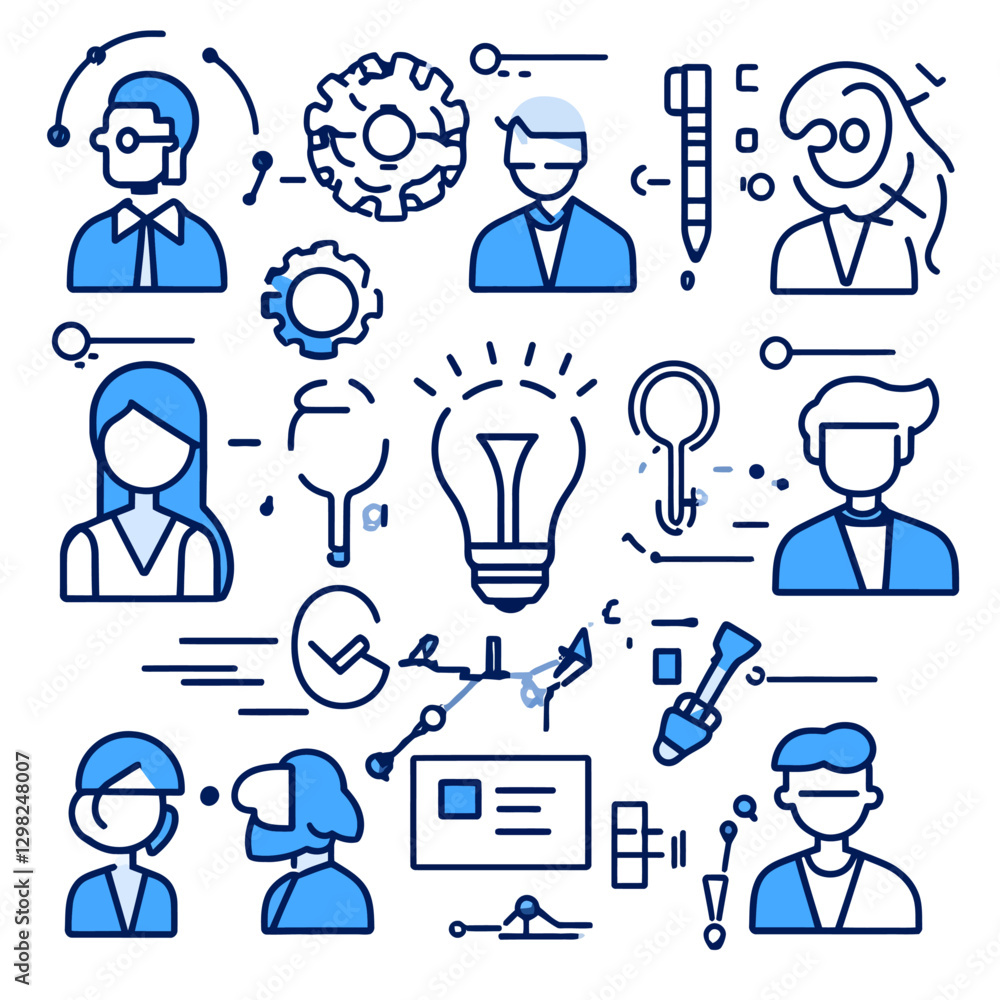 Business Technology and Ideas concept with light bulb and diverse people Business Technology and Ideas concept with light bulb and diverse people