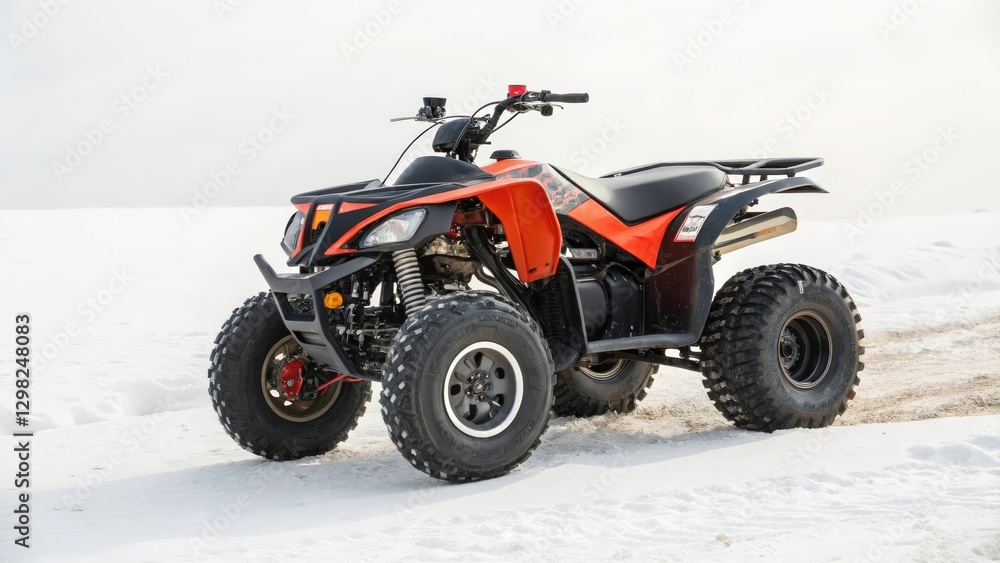 ATV Quad Bike in Snowy Landscape ATV Quad Bike in Snowy Landscape