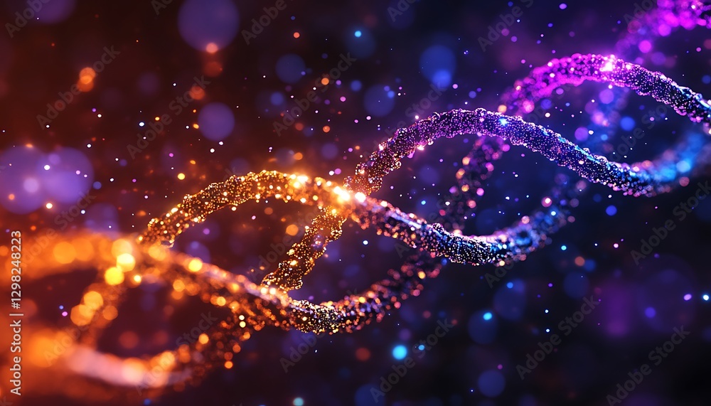 Glowing DNA helix, science, abstract background Glowing DNA helix, science, abstract background
