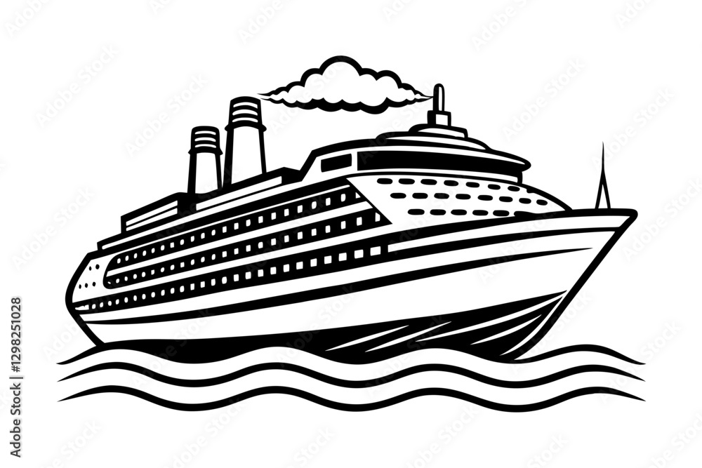 Cruise Ship Line Art Vector Illustration Cruise Ship Line Art Vector Illustration