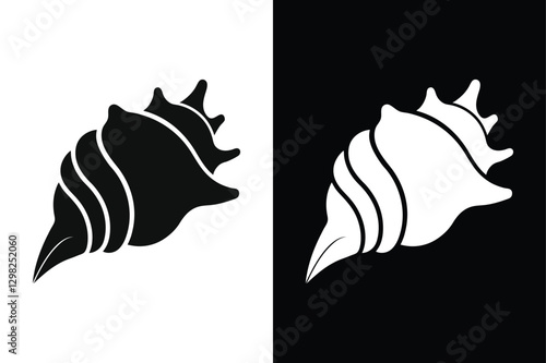 Clean & Modern Seashell Icon in Silhouette Style.