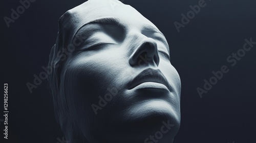 A woman's face is shown in a black and white photo