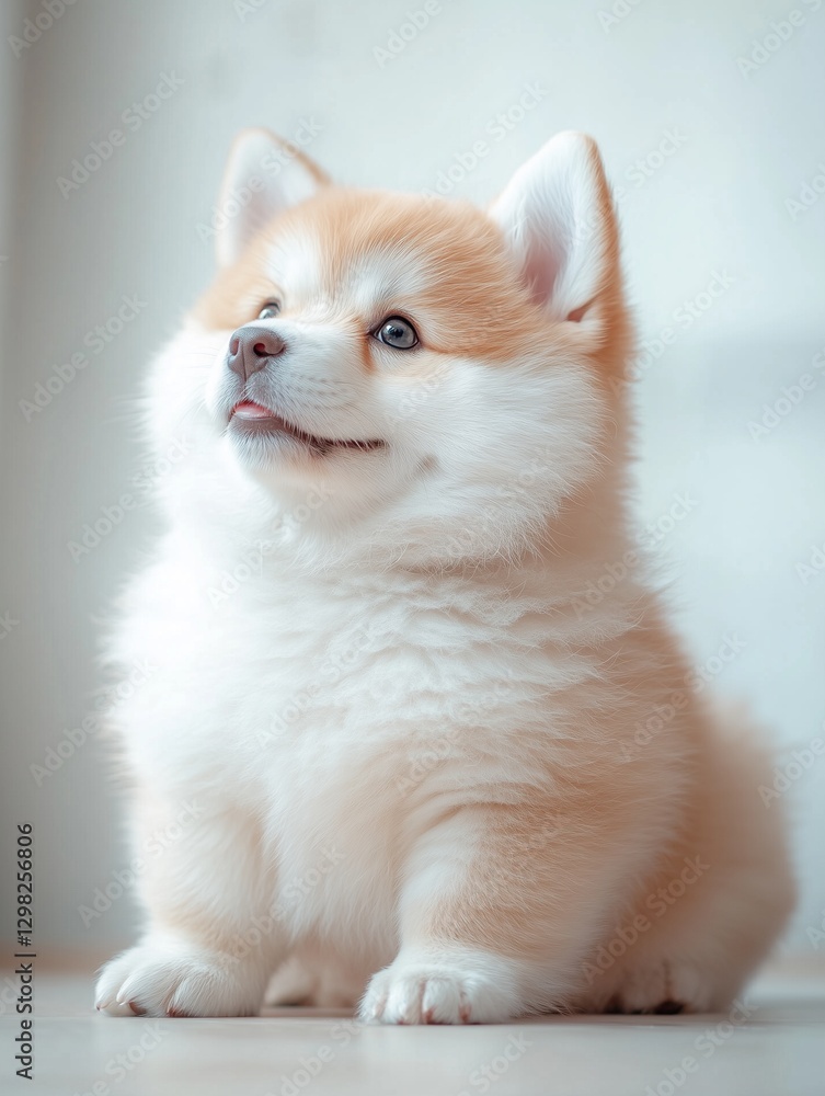 Obraz premium Portrait of Shiba Inu puppy dog sit and smile cheerful