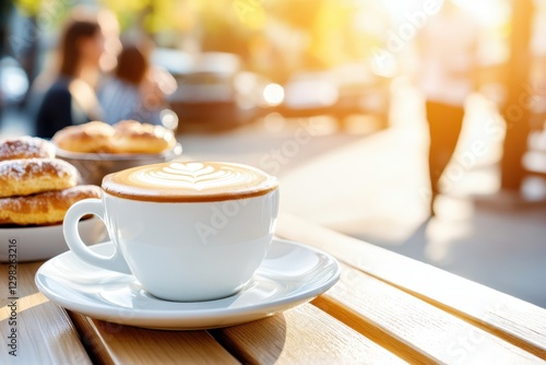 Wallpaper Mural Elegant Coffee Cup With Latte Art On Table Torontodigital.ca