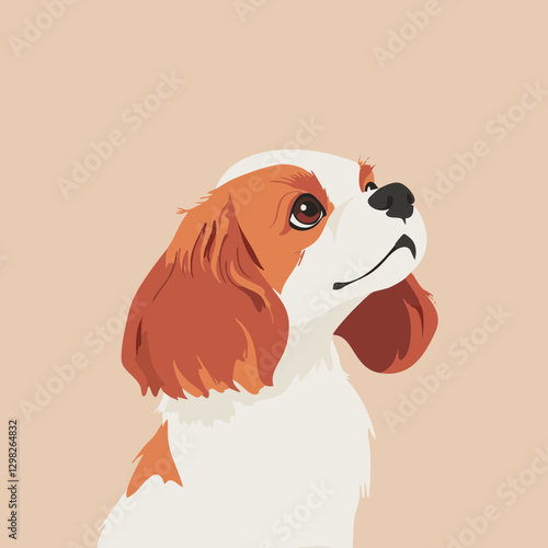 Vector Illustration of a Cavalier King Charles Spaniel with a Soft Color Background, Perfect for Pet Lovers' Designs.