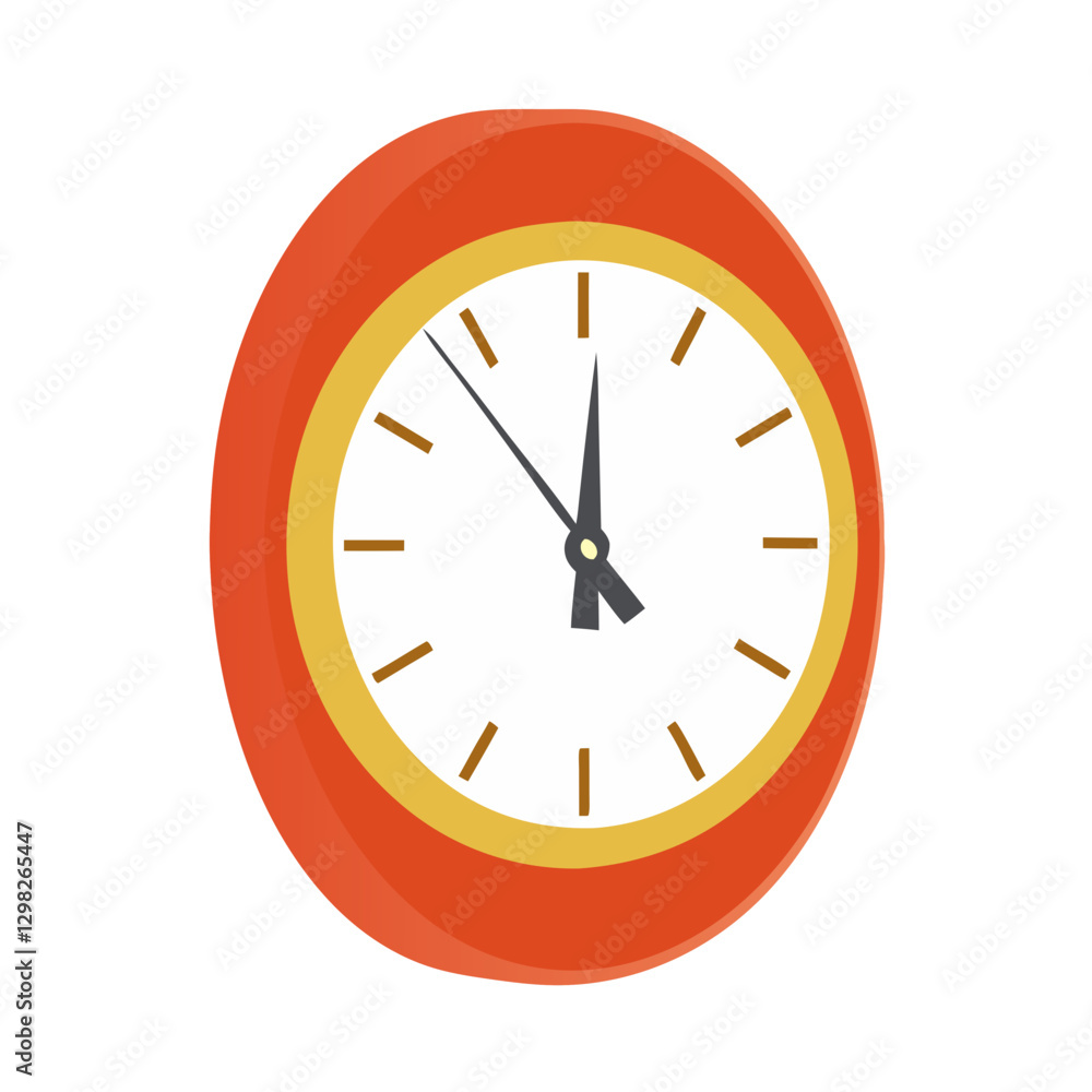 Round orange wall clock with gold accents Round orange wall clock with gold accents