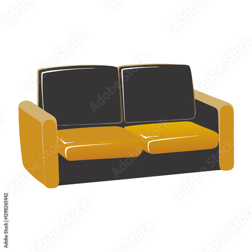 Black and gold two-seater sofa