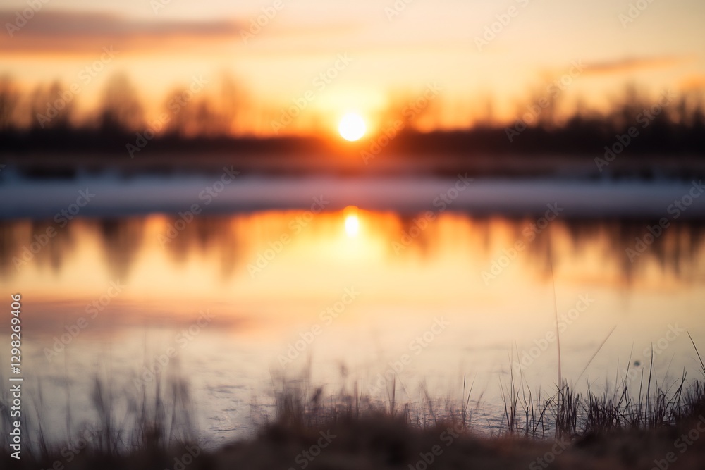 Naklejka premium sunrise reflection soft-focus warm hues