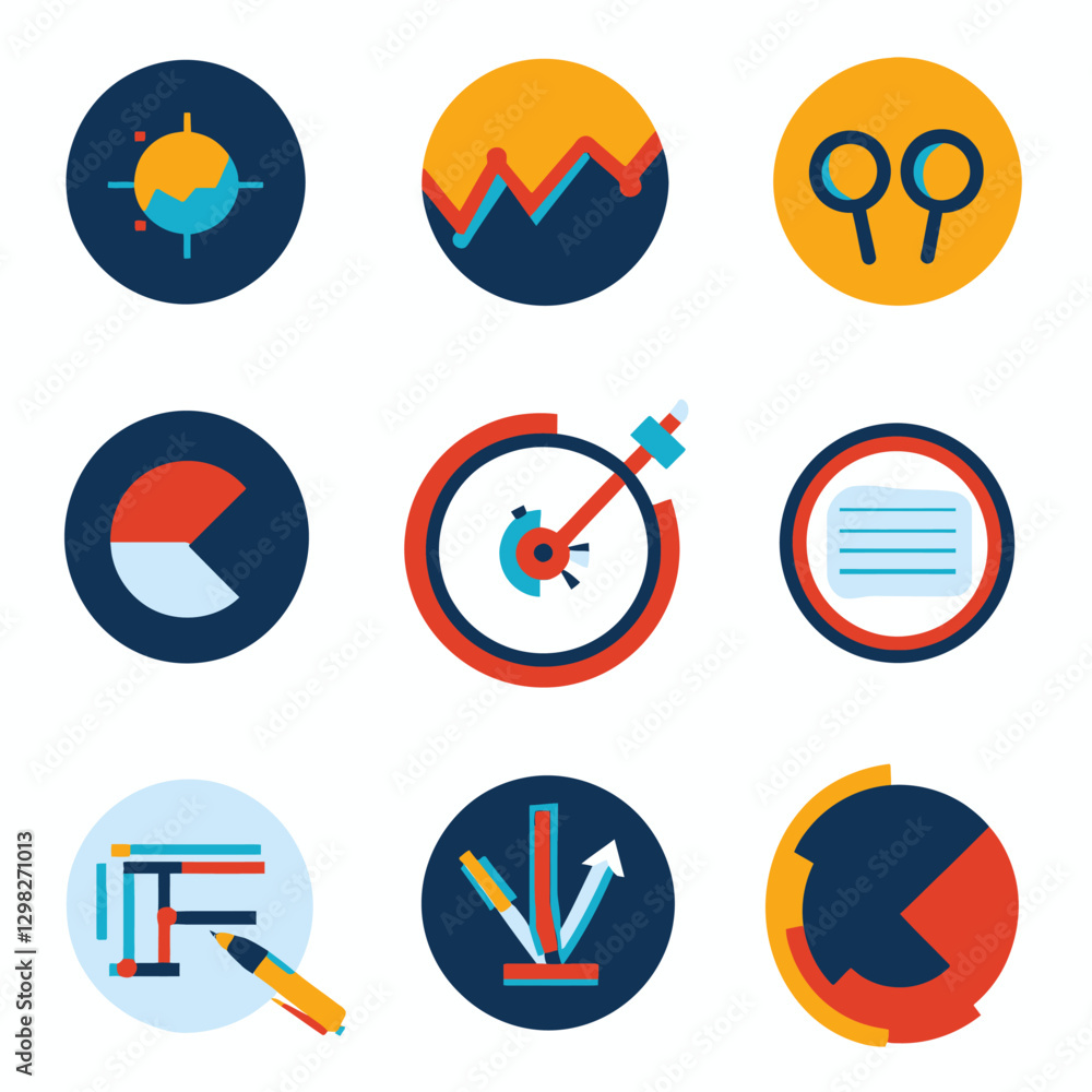 Business analytics chart icons data analysis and report representation Business analytics chart icons data analysis and report representation