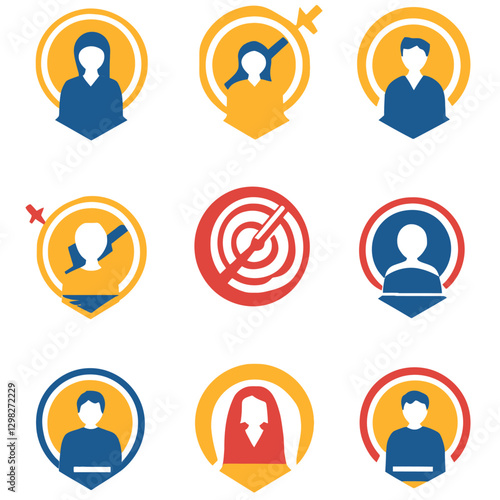 Gender equality diversity inclusion target audience icons vector design