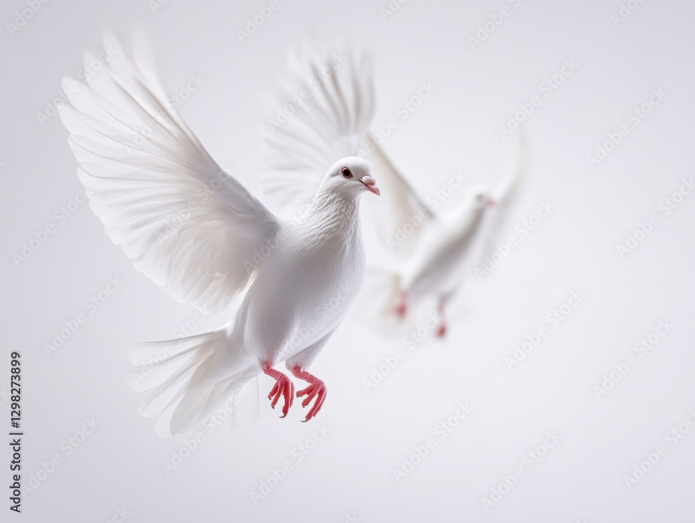 Fototapeta premium White Doves Flying in Harmony