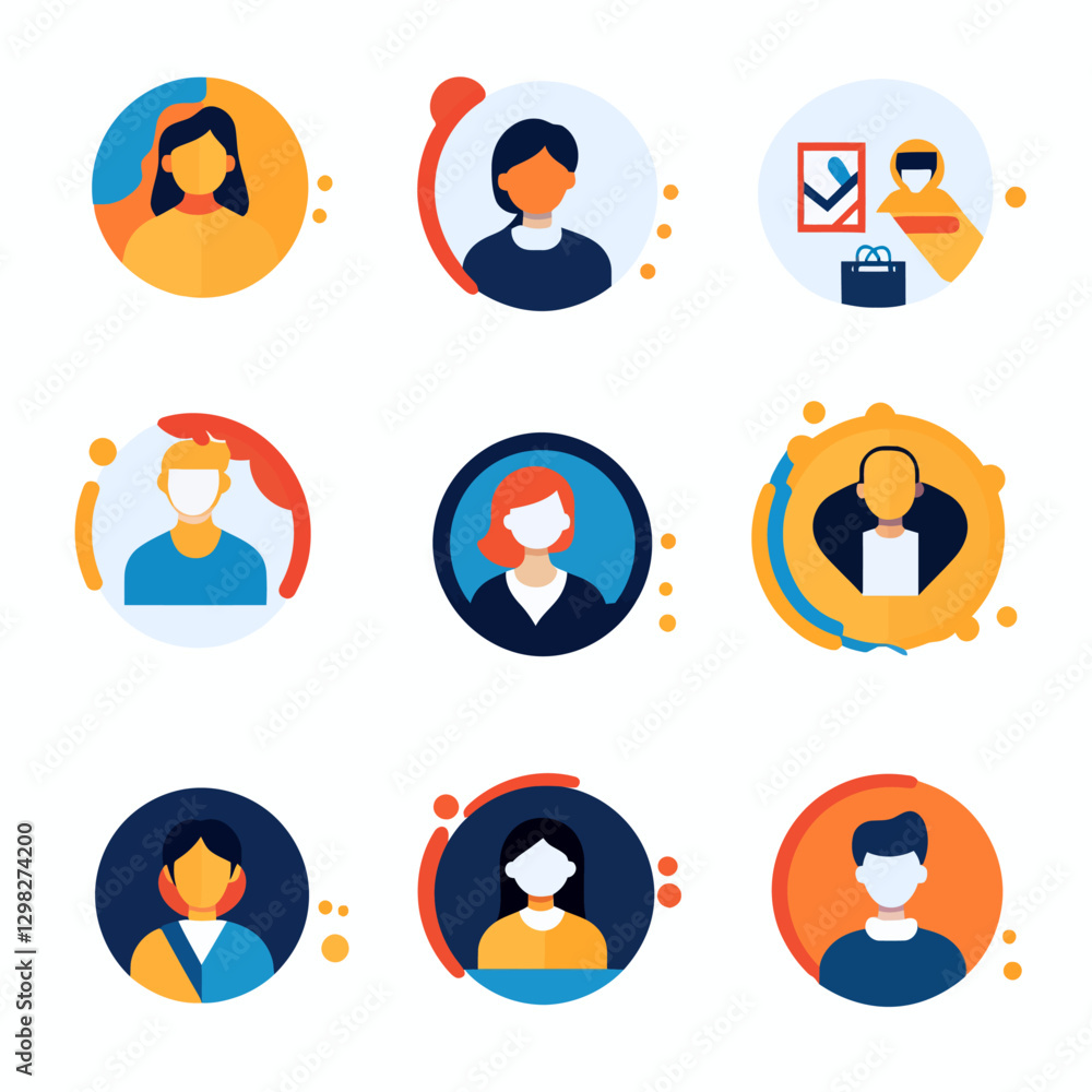 Collection of diverse avatar icons for business and social media use Collection of diverse avatar icons for business and social media use