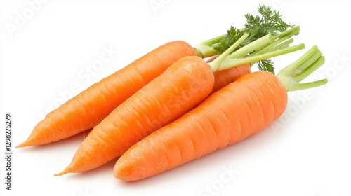 Fresh Carrots with Green Tops on White Background Perfect for Healthy Cooking and Organic Food Concept