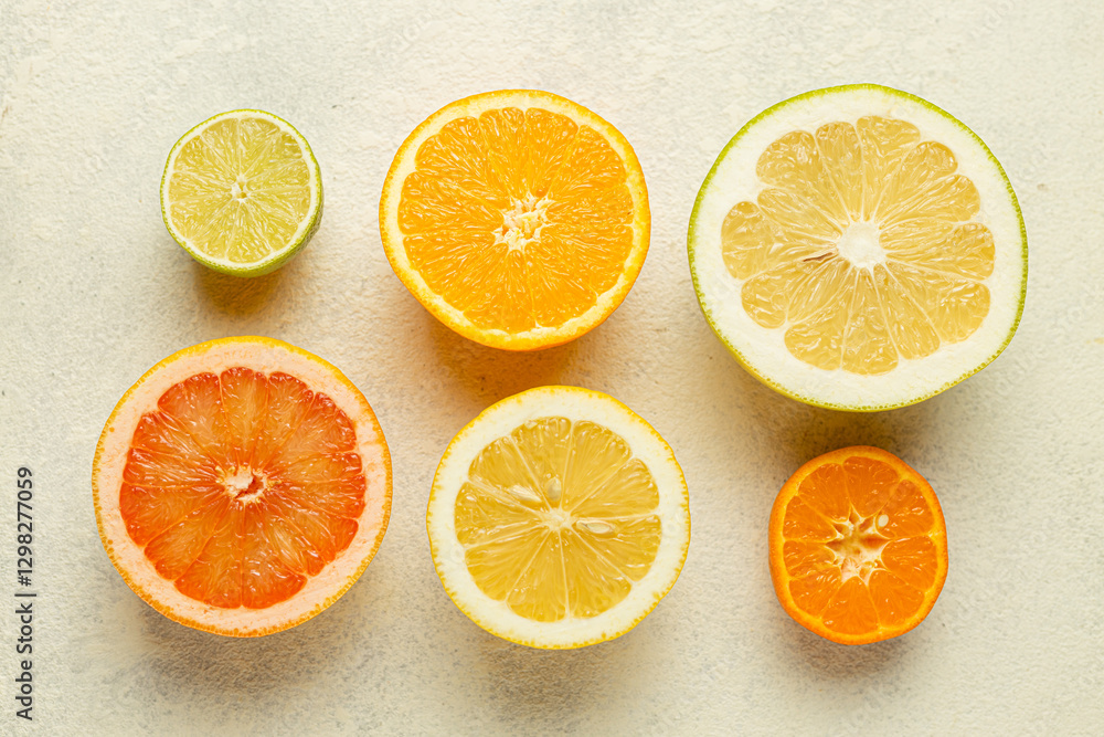 A close up of several different colored citrus fruits, including oranges, lemons, and grapefruits A close up of several different colored citrus fruits, including oranges, lemons, and grapefruits