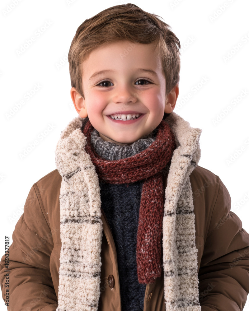 Portrait of smiling child wearing winter clothes on transparent background Portrait of smiling child wearing winter clothes on transparent background