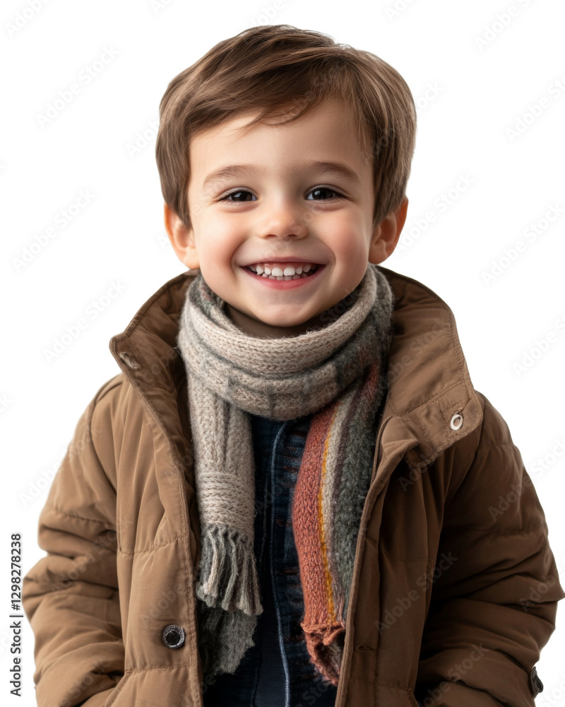 Portrait of smiling child wearing winter clothes on transparent background Portrait of smiling child wearing winter clothes on transparent background