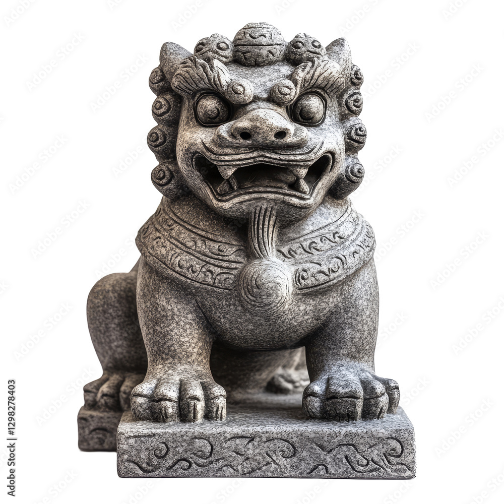 Detailed Chinese guardian lion foo dog statue with intricate features and accents, symbolizing protection and strength, Chinese guardian lion foo dog isolated statue withtransparent background Detailed Chinese guardian lion foo dog statue with intricate features and accents, symbolizing protection and strength, Chinese guardian lion foo dog isolated statue withtransparent background