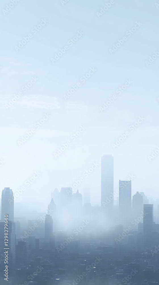 Fototapeta premium Misty city skyline view