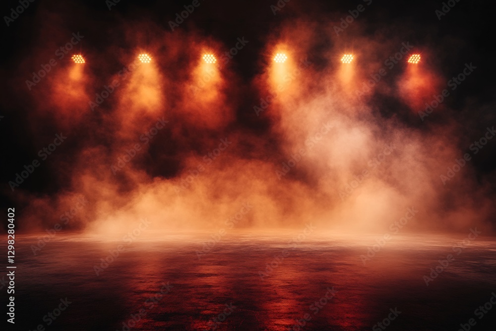 Fototapeta premium orange red stage lights warm gradient smoke