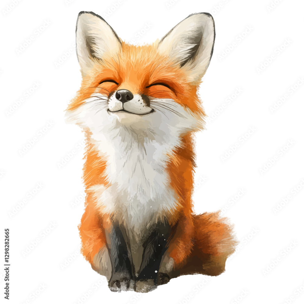 Obraz premium Illustration of a cute, smiling fox on a white background