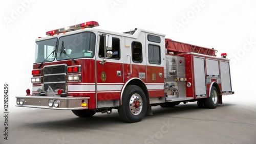 Fire Truck on White Background