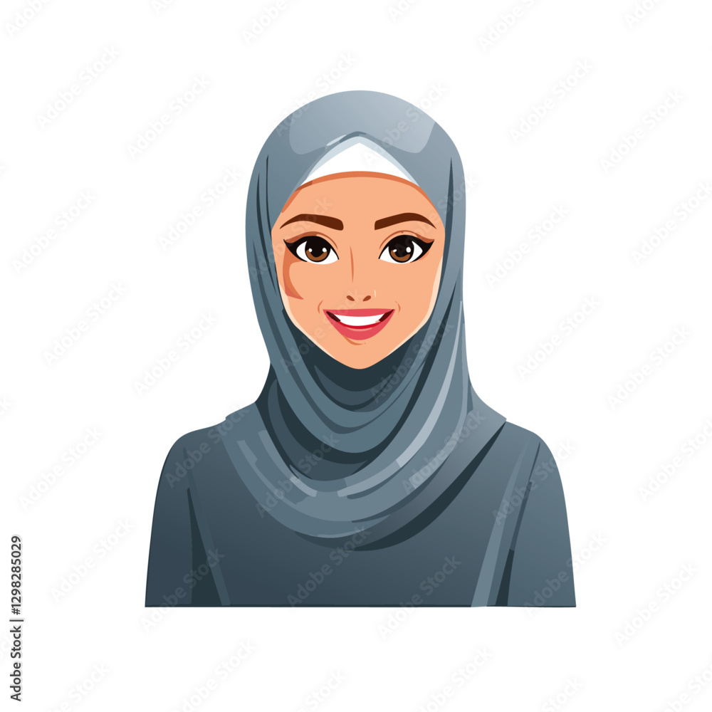 arab saudi arabian woman wearing a gray scarf vector icon design