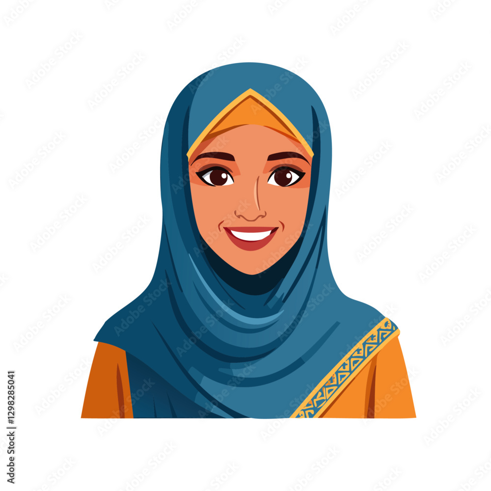arab saudi arabian woman wearing a blue scarf vector icon design