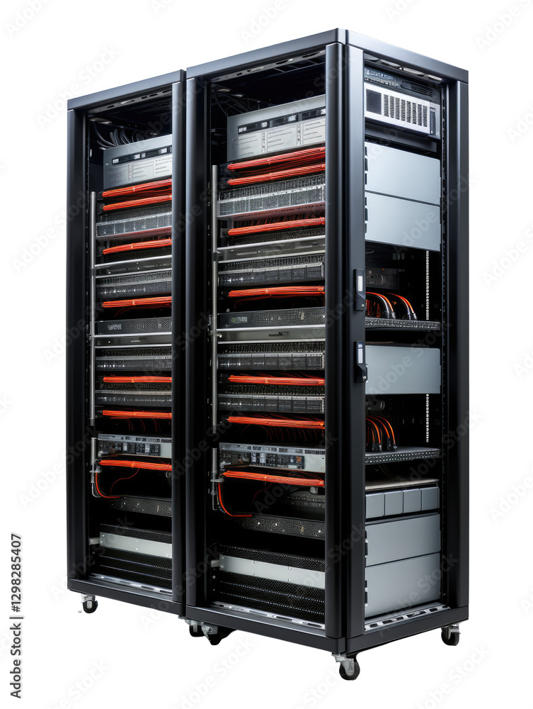 server rack with servers on transparent background server rack with servers on transparent background