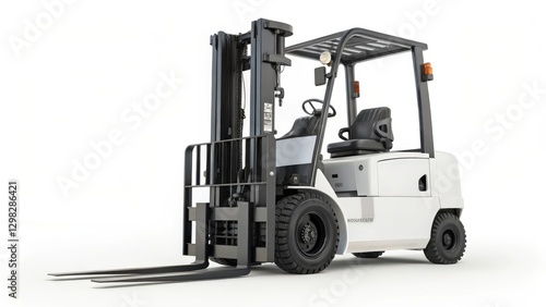 White Forklift on White Background