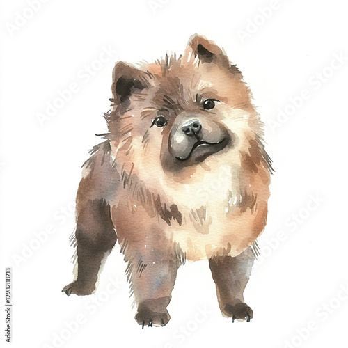 Cute and Creepy Chow Chow Dog Watercolor Clip Art - Adorable and Unique Canine Illustration Perfect for Pet Lovers and Art Enthusiasts Seeking Whimsical Decor