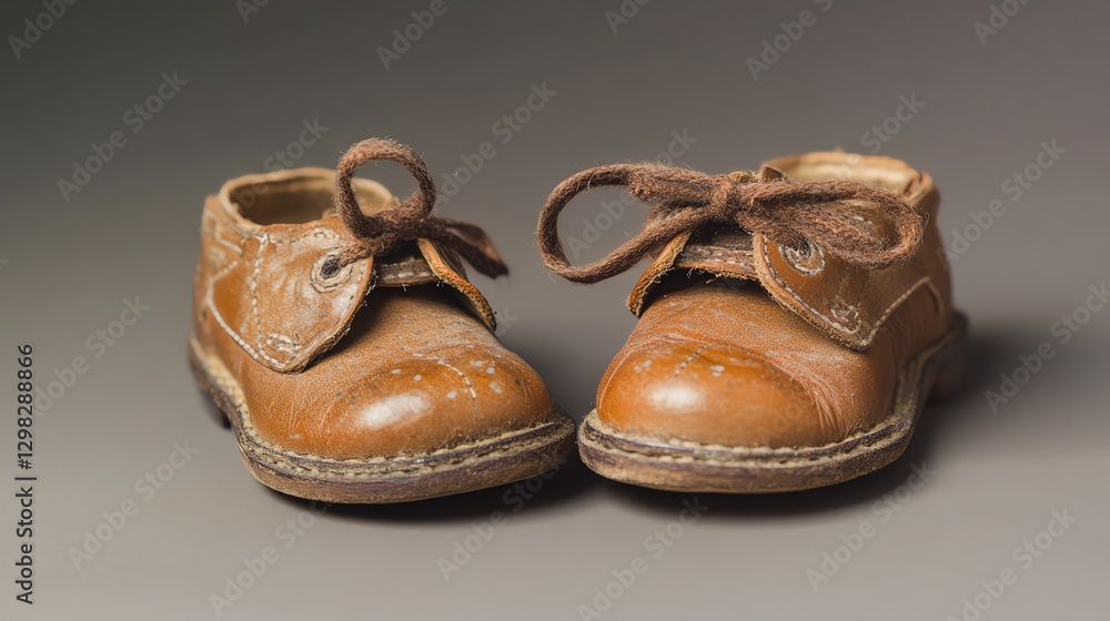 A pair of tiny baby shoes with soft soles A pair of tiny baby shoes with soft soles