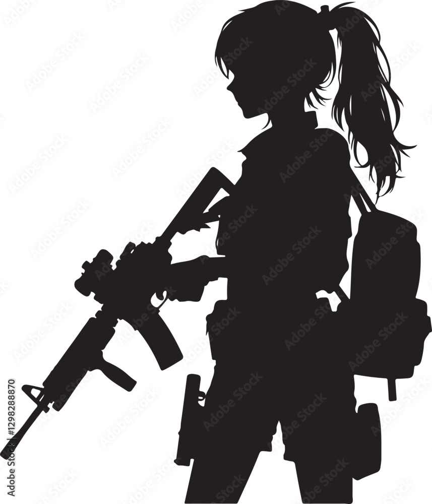 Naklejka premium Girl Practicing Shooting 