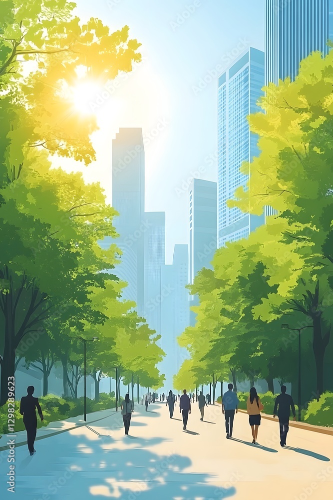 Fototapeta premium Modern urban streets under the sunshine