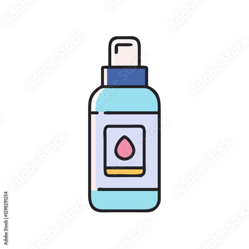Facial toner in a blue bottle with a distinct label, designed as a vector icon suitable for cosmetic and skincare applications