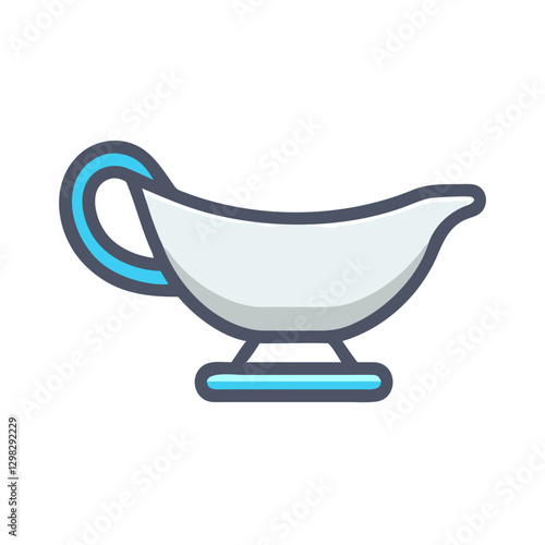 Vector graphic depicting a stylish gravy boat icon suitable for culinary design and food-related projects