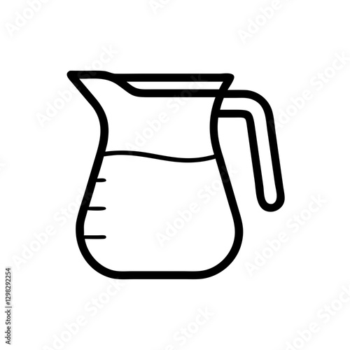 Elegant glass pitcher icon for kitchen design showcasing simple elegance and functionality with water inside