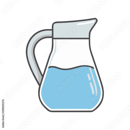 Glass pitcher with blue liquid ideal for kitchen and dining decor featuring a sleek design suitable for various occasions
