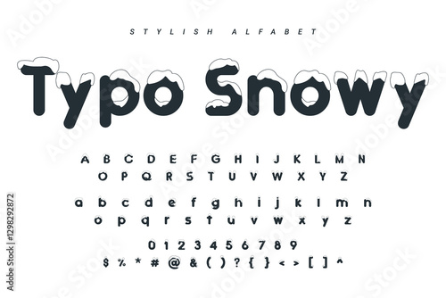 Set of letters of the Ice Latin Alphabet. Vector illustration. Christmas and New Year concept.